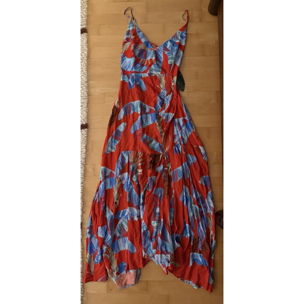 NWT Farm Rio Red Blue Maxi Tropical Floral Dress XL - Picture 3 of 5